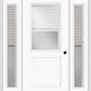 MMI 1/2 Lite 1 Panel Raise/Lower Blinds 3'0" X 6'8" Fiberglass Smooth Exterior Prehung Door With 2 Full Lite Glass Raise/Lower Blinds Sidelights 682 RLB 690 RLB