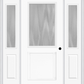 MMI 1/2 LITE 1 PANEL 3'0" X 6'8" TEXTURED/PRIVACY FIBERGLASS SMOOTH EXTERIOR PREHUNG DOOR WITH 2 HALF LITE TEXTURED/PRIVACY GLASS SIDELIGHTS 682