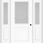 MMI 1/2 LITE 1 PANEL 3'0" X 6'8" TEXTURED/PRIVACY FIBERGLASS SMOOTH EXTERIOR PREHUNG DOOR WITH 2 HALF LITE TEXTURED/PRIVACY GLASS SIDELIGHTS 682