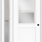 MMI 1/2 Lite 1 Panel Raise/Lower Blinds 3'0" X 6'8" Fiberglass Smooth Exterior Prehung Door With 1 Full Lite Glass Raise/Lower Blinds Sidelight 682 RLB 690 RLB