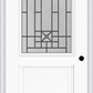 MMI 1/2 Lite 1 Panel 6'8" Fiberglass Smooth Courtyard Nickel Vein Wrought Iron Decorative Glass Exterior Prehung Door 682