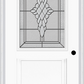 MMI 1/2 LITE 1 PANEL 6'8" FIBERGLASS SMOOTH GRACE NICKEL OR GRACE PATINA DECORATIVE GLASS EXTERIOR PREHUNG DOOR 682