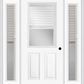 MMI 1/2 Lite 2 Panel Raise/Lower Blinds 3'0" X 6'8" Fiberglass Smooth Exterior Prehung Door With 2 Full Lite Glass Raise/Lower Blinds Sidelights 684 RLB 694 RLB