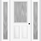 MMI 1/2 Lite 2 Panel 3'0" X 6'8" Textured/Privacy Fiberglass Smooth Exterior Prehung Door With 2 Full Lite Textured/Privacy Glass Sidelights 684
