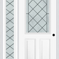 MMI 1/2 LITE 2 PANEL 6'8" FIBERGLASS SMOOTH HARRIS PATINA EXTERIOR PREHUNG DOOR WITH 1 FULL LITE HARRIS PATINA DECORATIVE GLASS SIDELIGHT 684