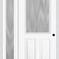 MMI 1/2 LITE 2 PANEL 3'0" X 6'8" TEXTURED/PRIVACY FIBERGLASS SMOOTH EXTERIOR PREHUNG DOOR WITH 1 FULL LITE TEXTURED/PRIVACY GLASS SIDELIGHT 684