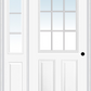 MMI 1/2 Lite 2 Panel External SDL Grilles 3'0" X 6'8" Fiberglass Smooth Exterior Prehung Door With 1 Half Lite Glass SDL Grilles Sidelight 55