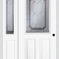 MMI 1/2 Lite 2 Panel 6'8" Fiberglass Smooth Majestic Brass Or Majestic Nickel Exterior Prehung Door With 1 Half Lite Majestic Brass/Nickel Decorative Glass Sidelight 684