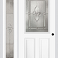 MMI 1/2 Lite 2 Panel 6'8" Fiberglass Smooth Nouveau Nickel Or Nouveau Patina Exterior Prehung Door With 1 Full Lite Nouveau Brass/Nickel/Patina Decorative Glass Sidelight 684
