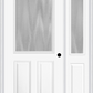 MMI 1/2 Lite 2 Panel 3'0" X 6'8" Textured/Privacy Fiberglass Smooth Exterior Prehung Door With 1 Half Lite Textured/Privacy Glass Sidelight 684