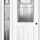 MMI 1/2 LITE 2 PANEL 6'8" FIBERGLASS SMOOTH ROYAL PATINA EXTERIOR PREHUNG DOOR WITH 1 FULL LITE ROYAL PATINA DECORATIVE GLASS SIDELIGHT 684
