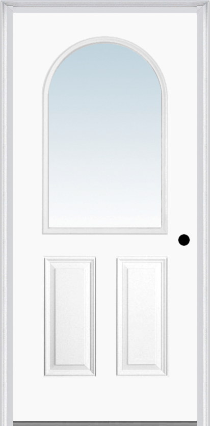 MMI 1/2 Lite Rounded Top 2 Panel 6'8" Builders Classic Clear Glass Exterior Prehung Door 131