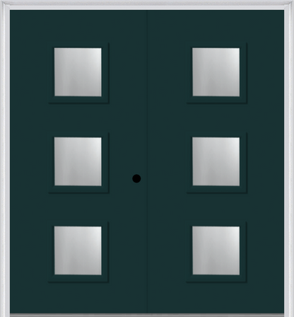 MMI TWIN/DOUBLE 3 LITE SQUARE 6'8" FIBERGLASS SMOOTH CLEAR OR FROSTED GLASS EXTERIOR PREHUNG DOOR 840Q3