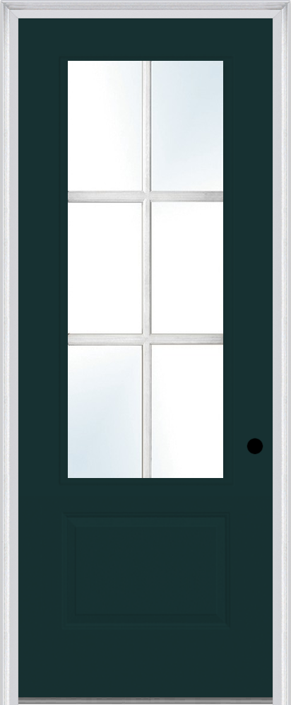 MMI 3/4 Lite 1 Panel Direct Glazed 3'0" X 8'0" Fiberglass Smooth Pro Clear Glass Finger Jointed Primed Exterior Prehung Door