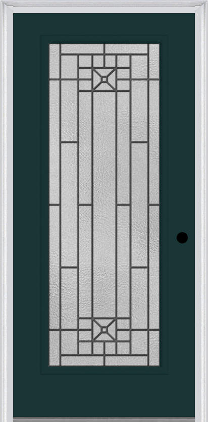 MMI Full Lite 6'8" Fiberglass Smooth Courtyard Nickel Vein Wrought Iron Decorative Glass Exterior Prehung Door 686