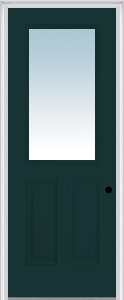 MMI 1/2 Lite 2 Panel 3'0" X 8'0" Fiberglass Smooth Clear Glass Finger Jointed Primed Exterior Prehung Door 906