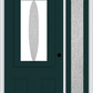 MMI SMALL OVAL 2 PANEL 3'0" X 6'8" RAIN LOW-E FIBERGLASS SMOOTH EXTERIOR PREHUNG DOOR WITH 1 FULL LITE RAIN LOW-E GLASS SIDELIGHT 949