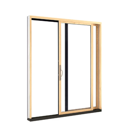 MARVIN Elevate 5'0" X 6'8" Wood Interior Ultrex Fiberglass Exterior Sliding Clear Tempered Low-E2 With Argon Glass 2 Panel Patio Door Grilles/Screen Options