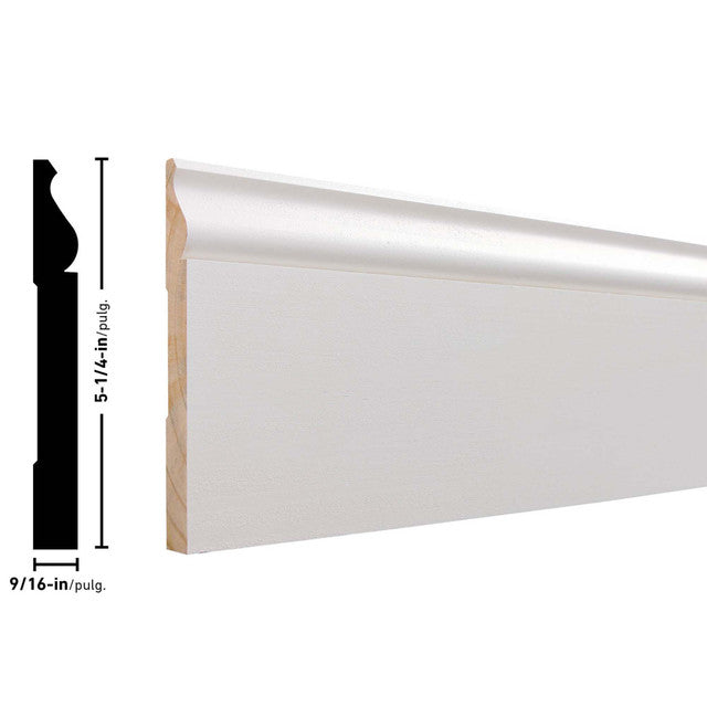 L163E (Similar To BB514) 16' Primed Pine (8-Value Pack) Or 12' Primed MDF (5-Value Pack) Base Molding