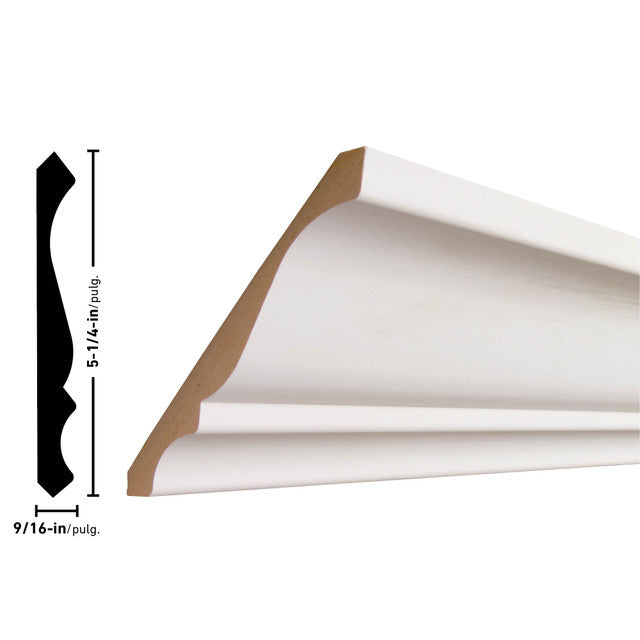 L45 16' Primed MDF Standard Crown/Cove Molding (8-Value Pack)