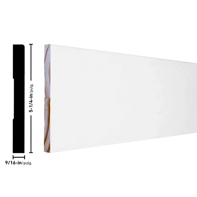 SAN525 (Similar To L514 E1E) 16' Primed Pine Sanitary Base Molding