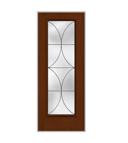 THERMATRU Full Lite 6'8" Fiber Classic Fiberglass Latitude Decorative Glass Exterior Prehung Door Fcm2382 A, C, Or D