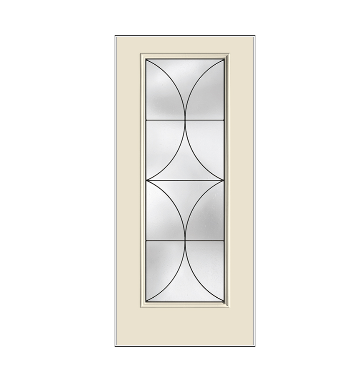 THERMATRU Full Lite 6'8" Smooth Star Fiberglass Latitude Decorative Glass Exterior Prehung Door S2382 A, C, Or D