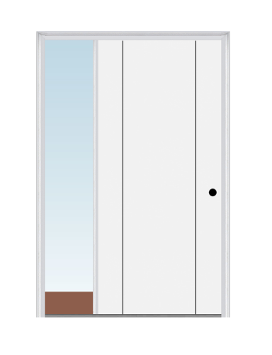 MMI Decorative Flush 3'0" X 6'8" Fiberglass Smooth Finger Jointed Primed Exterior Prehung Door With 1 Direct Set Sidelight