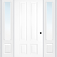 MMI LONGTOP 4 PANEL 3'0" X 6'8" FIBERGLASS SMOOTH EXTERIOR PREHUNG DOOR WITH 2 CLEAR 3/4 LITE GLASS SIDELIGHTS 140