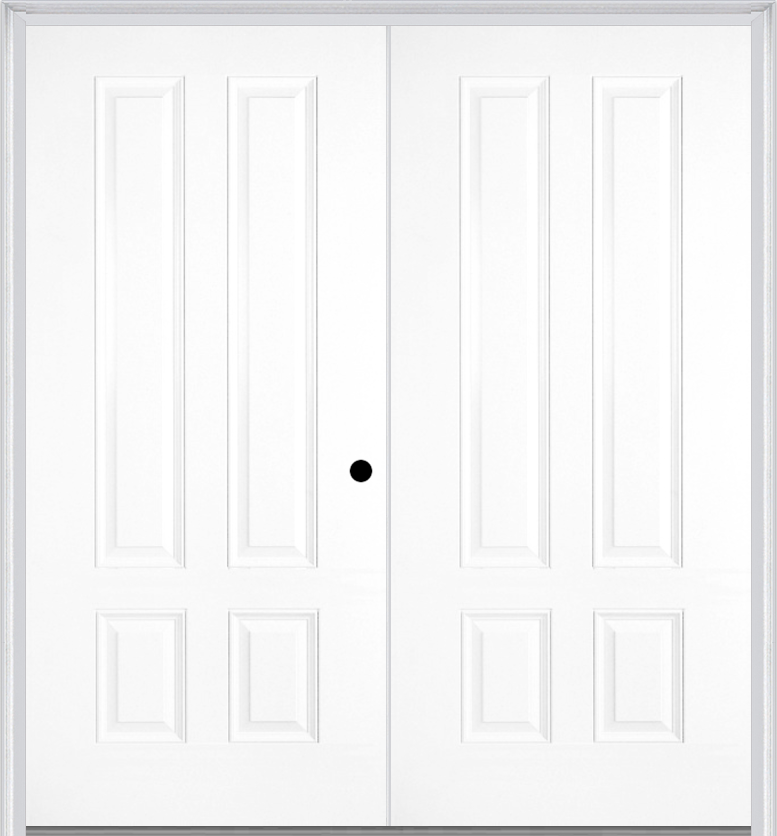 MMI Twin/Double Longtop 4 Panel 6'8" Fiberglass Smooth Exterior Prehung Door 140