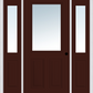 MMI 1/2 LITE 2 PANEL 3'0" X 6'8" FIBERGLASS SMOOTH EXTERIOR PREHUNG DOOR WITH 2 HALF LITE CLEAR GLASS SIDELIGHTS 122