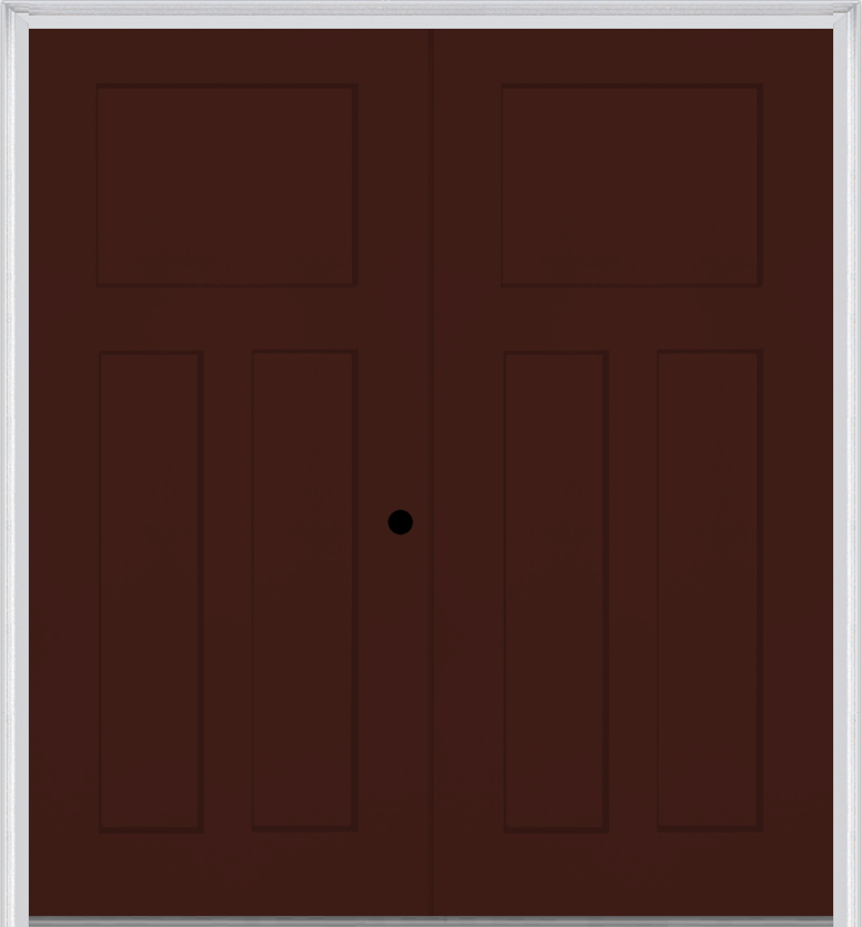 MMI TWIN/DOUBLE CRAFTSMAN 3 PANEL SHAKER 6'8" FIBERGLASS SMOOTH EXTERIOR PREHUNG DOOR 30