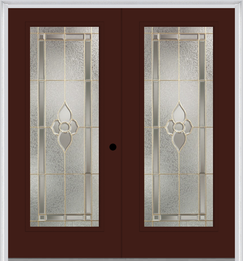 MMI Twin/Double Full Lite 6'8" Fiberglass Smooth Nouveau Nickel Or Nouveau Patina Decorative Glass Exterior Prehung Door 686