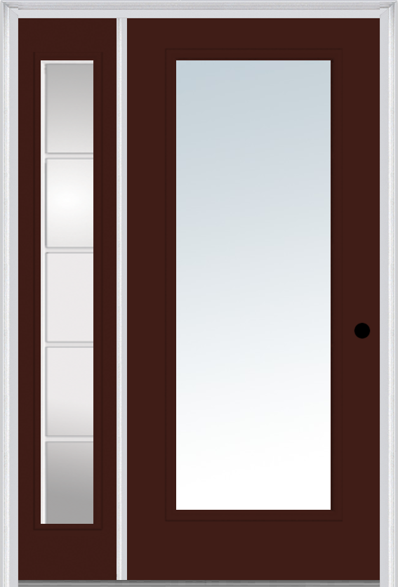 MMI Full Lite 3'0" X 6'8" Fiberglass Smooth Exterior Prehung Door With 1 Full Lite Glass SDL Grilles Sidelight 59