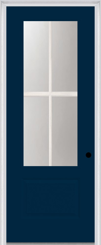 MMI 3/4 LITE 1 PANEL DIRECT GLAZED 3'0" X 8'0" FIBERGLASS SMOOTH PRO CLEAR GLASS FINGER JOINTED PRIMED EXTERIOR PREHUNG DOOR