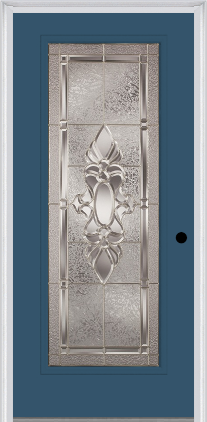 MMI Full Lite 6'8" Fiberglass Smooth Heirlooms Brass Or Heirlooms Satin Nickel Decorative Glass Exterior Prehung Door 686