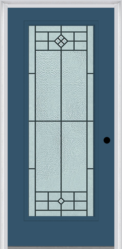 MMI Full Lite 6'8" Fiberglass Smooth Beaufort Patina Decorative Glass Exterior Prehung Door 686