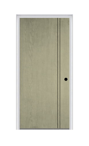 MMI Decorative Flush 6'8" Fiberglass Oak Finger Jointed Primed Exterior Prehung Door