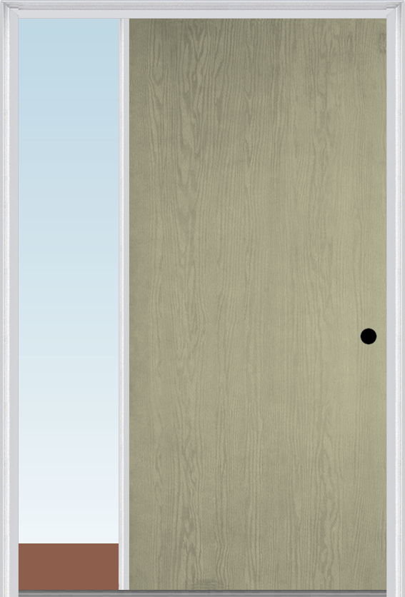 MMI Flush 3'0" X 6'8" Fiberglass Oak Finger Jointed Primed Exterior Prehung Door With 1 Direct Set Sidelight
