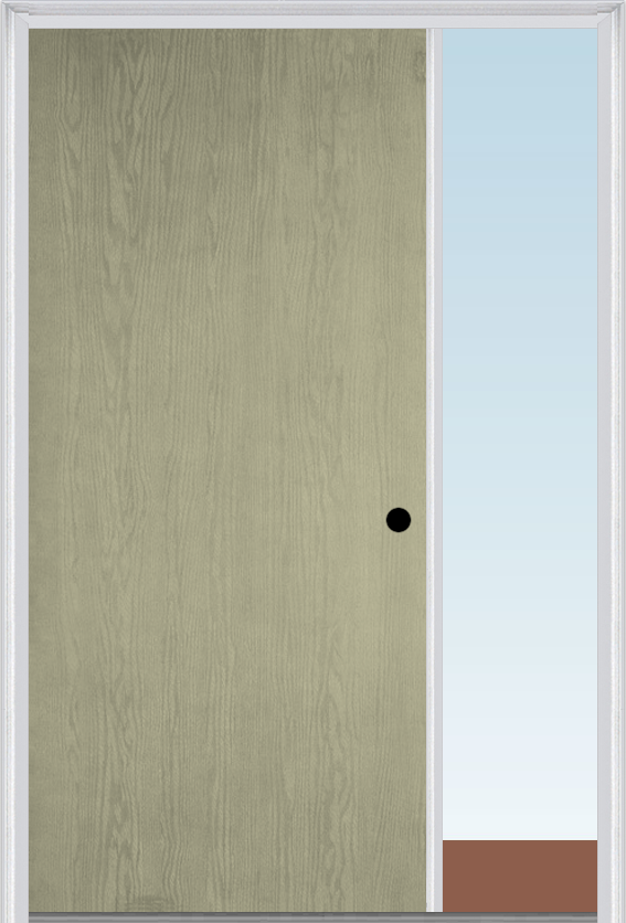 MMI Flush 3'0" X 6'8" Fiberglass Oak Finger Jointed Primed Exterior Prehung Door With 1 Direct Set Sidelight