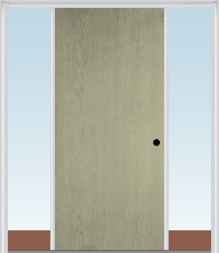 MMI Flush 3'0" X 6'8" Fiberglass Oak Finger Jointed Primed Exterior Prehung Door With 2 Direct Set Sidelights