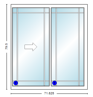 MI V2000 Series 6'0" X 6'8" Vinyl Sliding/Gliding Clear Low-E Argon Tempered Dual Pane Glass 2 Panel Patio Door 910 Colors/Grilles/Screen/Handicapped Sill Options