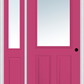 MMI 1/2 LITE 2 PANEL 3'0" X 6'8" FIBERGLASS SMOOTH EXTERIOR PREHUNG DOOR WITH 1 HALF LITE CLEAR GLASS SIDELIGHT 122