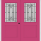 MMI TWIN/DOUBLE 1/2 LITE 1 PANEL 6'8" FIBERGLASS SMOOTH COURTYARD NICKEL VEIN WROUGHT IRON DECORATIVE GLASS EXTERIOR PREHUNG DOOR 682