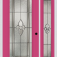 MMI Full Lite 3'0" X 6'8" Fiberglass Smooth Nouveau Nickel Or Nouveau Patina Exterior Prehung Door With 1 Full Lite Nouveau Brass, Nickel, Or Patina Decorative Glass Sidelight 686