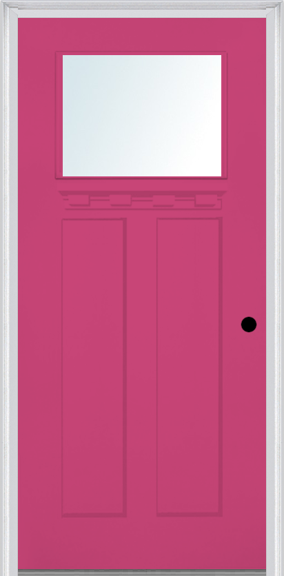 MMI Craftsman 2 Panel Shaker With Shelf 3'0" X 6'8" Fiberglass Smooth Clear Or SDL Low-E Glass Finger Jointed Primed Exterior Prehung Door 866, 867SDL, Or 868SDL