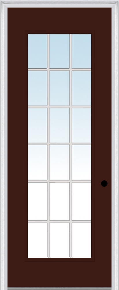 MMI Full Lite 3'0" X 8'0" Fiberglass Smooth Clear Glass External Grilles Finger Jointed Primed Exterior Prehung Door 61