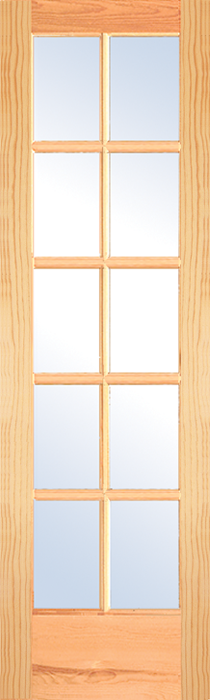 MMI 10 Lite Clear 6'8" X 1-3/8 Primed Pine Or Pine True Divided Ovolo Tempered Glass Interior French Door
