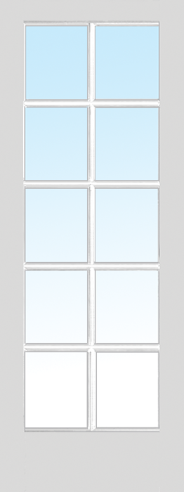 MMI 10 LITE CLEAR 6'8" X 1-3/8 PRIMED PINE OR PINE TRUE DIVIDED OVOLO TEMPERED GLASS INTERIOR FRENCH DOOR