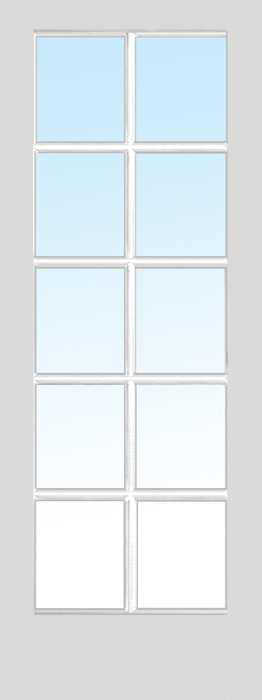 MMI 10 Lite Clear 6'8" X 1-3/8 Primed Pine Or Pine True Divided Ovolo Tempered Glass Interior French Door